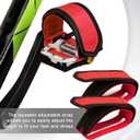 2 x 4Pcs Bike Pedal Straps Adjustable Pedal Toe Clips Straps Tape for Fixed Gear Bike Anti-Slip Double Adhesive Bicycle Feet Straps for Fixed Gear, Road BMX, MTBRed+Black
