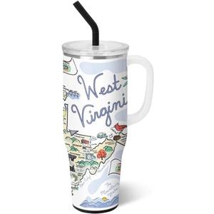 Swig Life 40oz Mega Mug, Tumbler with Handle and Straw, Extra Large Insulated Tumblers, Cup Holder Friendly Travel Mug (West Virginia)