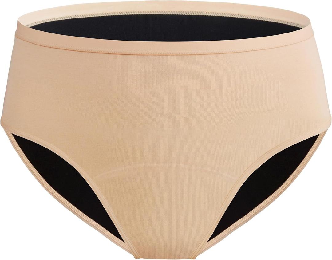 Incontinence Underwear for Women 3.5 oz Leakproof Protective Panties High Absorbency Bladder Control Postpartum Briefs Washable (X-Large, Beige)