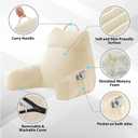 IPYNBAP Reading Pillow with Arms for Adult, Back Pillow for Bed Sitting Up, Shredded Memory Foam Backrest Pillow with Pockets & Removable Washable Cover, Lounging, Watching TV, Reading(20" Beige)