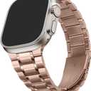 HITZEE Metal Bands Compatible with Apple Watch Band 49/46/45/44/42mm, Stainless Steel Replacement Men/Women Band Strap Compatible for iWatch Ultra 3/2/1 SE3-1 Series 11 10 9 8 7 6 5 4-1, Rose Gold