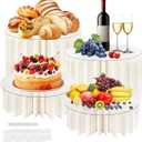 Fantasyon 4 Pack Buffet Risers, Foldable Food Display Stands for Dessert Table, Acrylic Cake Riser Columns for Party Wedding Birthday Decor, White Display Risers for Candy, Jewelry, Figures