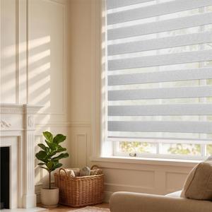 HESTIA Cordless Light Filtering Zebra Blinds, Grey, 51" W x 77" H