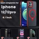 Magnetic Case for iPhone 12, for iPhone 12 Pro, with Invisible Ring Stand, Military Drop Protection, Shockproof Anti-Fingerprint Matte Protective Cover for iPhone 12/12 Pro, Red