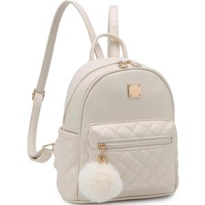 Barsine Girls Fashion Mini Backpack Purse Small Cute Plaid Leather Women Backpacks Little Bag (Ivory)
