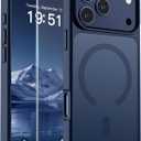 SUPFINE Magnetic for iPhone 17 Pro Max Case with Screen Protector (Compatible with MagSafe)(Military Grade Drop Protection) Translucent Matte Shockproof with Anti-Fingerprint Phone Cover,Dark Blue