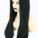Topcosplay Women Wig Black Long Straight Middle Part Cosplay Halloween Costume Hair Wigs, Black