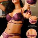 2 x Lingerie Sets for women Mesh sexy bra and panty sets with Underwire 2 Piece Strappy Embroidered Floral Lace (Red)