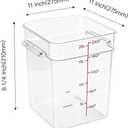 4 Pack Food Storage Containers with Red Lids, 22.0 Qt - Square, Clear, Polycarbonate, for Restaurant Commercial Kitchen and Home party