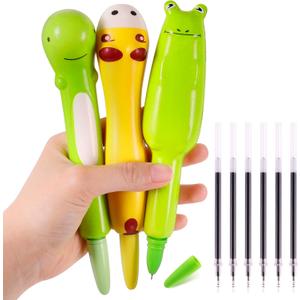 3Pcs Cute Pens & 6 Refills, Fun Kawaii Cool Pens for Kids, Squishy Toys, School Supplies, Birthday Gift, Party Favors, Stocking Stuffers, Baby Shower Decorations