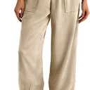 Feiersi Womens Baggy Wide Leg Pants Elastic Waisted Casual Palazzo Harem Pants Summer Beach Trousers, XL