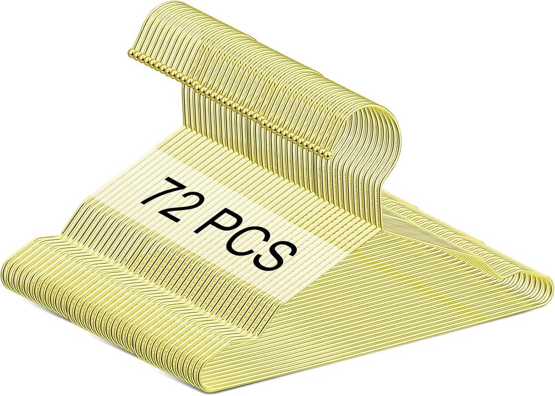 Jetec 72 Pcs 12 Inch Gold Kids Baby Hangers Strong Metal Children's Closet Clothes Hangers for Space Saving, Hanging Coats, Pants & Clothes (Gold)