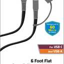 ZGear 6 Foot Flat Sync & Charge Cable For USB C To USB A