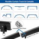 TOKPLNU Ceiling Curtain Track Curved Curtain Rail Wall Mount Flexible Bendable Curtain Track 20 Ft Black Sliding Track System Set for Bay Window, Room Divider