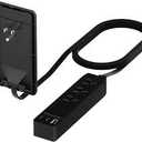 LIDER Outlet Extender with 3 Receptacles, 21W USB Type-A, and 2 USB Type-C, Ultra-Thin Wall Plate Plug with Cord Extender, 3-Outlet Power Strip, Flat-Face, Slim Design, ETL-Listed, 3ft Cord, Black