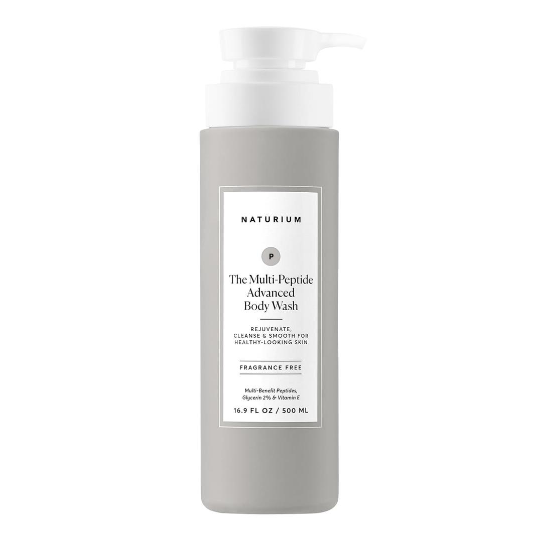 Naturium MultiPeptide Advanced Body Wash, Rejuvenate, Cleanse & Smooth, with Rice Amino Acids & Vitamin E, 500 mL / 16.9 fl oz