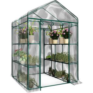Greenhouse - Walk in Greenhouse with 8 Sturdy Shelves and PVC Cover for Indoor or Outdoor Use - 56 x 56 x 76-Inch Green House by Pure Garden, 8 Tier