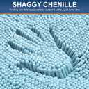 Smiry Luxury Chenille Toilet Rugs U-Shaped 24x24, Soft Absorbent Non-Slip Contour Bathroom Rugs for Toilet, Machine Washable Contoured Bath Mats, Sky Blue