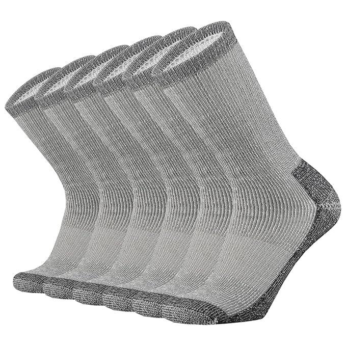 ONKE Cotton Full Cushion Crew Socks for Men Women Athletic Thick Warm Heavy Duty Steel Toe Work Boot Moisture Wicking Control, Size 10, Gray
