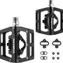 ROCKBROS MTB Mountain Bike Pedals Compatible with SPD Mountain Bike Dual Function Sealed Clipless Aluminum Bicycle Flat Platform 9/16" Pedals with Cleats for Road, MTB, Mountain Bikes, Black