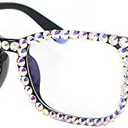 FUPRECIOUS Square Rhinestone Reading Glasses For Women Blue Light Blocking Computer Readers Glasses
