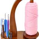 ULOI Crochet Yarn Holder - Upgrade with Crochet Accessories Storage Attachment, Magnetic Wooden Yarn Storage for Knitting Accessories, Perfect for Crocheting and Knitting Projects, Walnut Finish