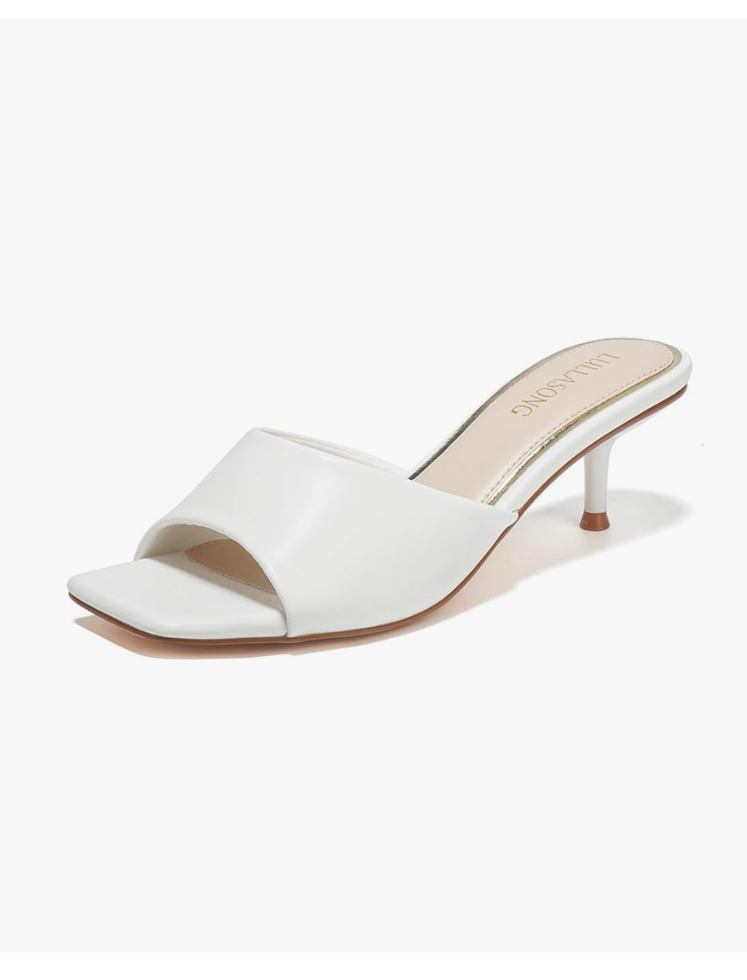 Women's Kitten Heels Sandals Low Heels Slip On Slides 2 Inch Heeled Square Open Toe Sandals for Women, Size 10