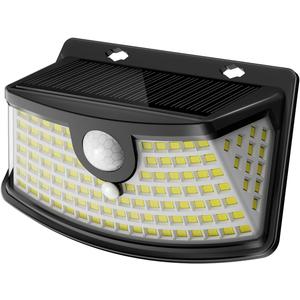 Aootek New Solar Motion Sensor Lights 120 LEDs with Lights Reflector,270 Wide Angle, IP65 Waterproof, Step Lights for Front Door, Yard, Garage, Deck (Black, Daylight White, 1-Pack)