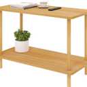 Funecy 2-Tier End Table, Sofa Side Table with Storage, Narrow Side Table, Bedside Table for Bedroomfor Living Room and Small Space (Natural), 31.5"L x 15.8"W x 21"H