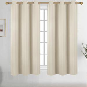 Diraysid Light Beige Grommet Blackout Curtains for Bedroom Thermal Insulated Room Darkening Curtains Drapes, 38 x 54 inch, 2 Panels