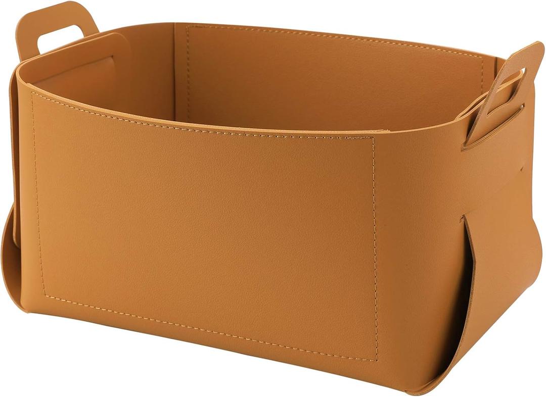 Leather Valet Tray, Jewelry & Catchall Tray, Desktop Storage Organizer, Bedside Caddy for Men - Key Wallet Watch Coin Phone Change, Candy Holder, Convenient for Travel (06 Yellow)