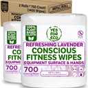 [Bulk 1400-Count] Plant Based Eco-Conscious Fitness Wipe, 2 Rolls x 700 Count Infused with Lavender & Tea Tree Oil, Perfect for Yoga/Pilates Studios & Gyms, All-Purpose Gym Wipes - Bulk Buy