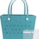 Extra Large Rubber Beach Bag, Washable Moisture Resistant Durable Open Hole Tote Bag Beach Vacation Essentials