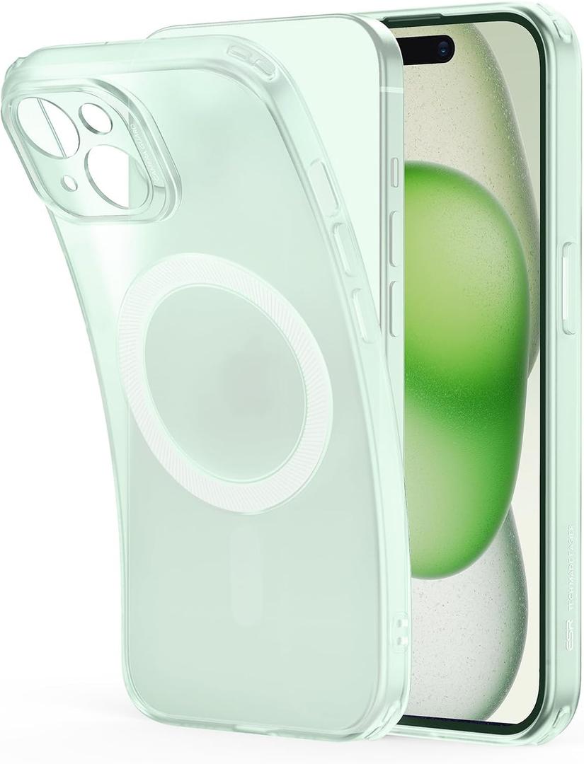 2 x ESR for iPhone 15 Case, Compatible with MagSafe, Military-Grade Protection, Resists Yellowing and Scratches, Magnetic Phone Case for iPhone 15, Zero Series, Frosted Green