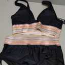 Blooming Jelly Women High Waisted Bikini Sets Tummy Control Swimsuits Color Block Two Piece Drawstring Bathing Suit (Size Large, Black)