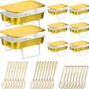 Maxcheck 8 Sets Disposable Chafing Dishes Buffet Set Chafer Wire Racks Buffet Stand Kit Dish Serving Trays Food Warmer Catering Supplies Included Serving Utensils and Stand (Small)