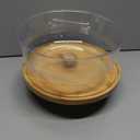 Bamboo Cake Stand with Lid, 6-in-1 Multifunctional Cake Plate, Cake Holder, Serving Tray, Fruit Platter, Salad Bowl, Dessert Table Display & Acrylic Cake Dome Cover (Wood)