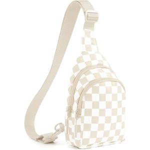 Checkered Women's Sling Bag - Stylish Small Backpack Crossbody Chest Bag & Fanny Pack Purse