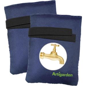 Outdoor Faucet Covers for Cold Winter, Outside Insulated Water Hose Bib Sock Protector, Blue (2 Pack)