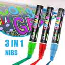 Window Chalk Markers for Cars Glass Washable, 10 Colors Jumbo Liquid Chalk Marker Pens with 10mm 3 in 1 Nib Wide Tips, Big Chalkboard Markers Car Window Paint Pens for Auto, Bistro, Mirror, Poster