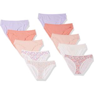 Women's Breathable Cotton Bikini Brief Underwear with Full Coverage, Multipacks, Small (Checked/Ditsy Floral/Floral/Multicolor)