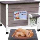 Deblue Ourdoor Cat House, 100% Insulated Cat Houses for Outdoor Cats, Weatherproof Feral cat House with All-Round Foam, Wooden Cat Shelter for Multiple Cats - (Insulated Cat House with Mat)