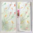 Coavas Window Privacy Film, Frosted Stained Bird Glass Cling, Decorative Bathroom Day and Night Coverings with Heat Blocking Static Cling for Home Door Window, Translucent (35.4 x 78.7 Inch, Translucent Frosted Birds)