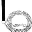 Chain Heavy Duty Metal Dog Leash 6FT Stainless Steel Cuban Link Chain Labor Chew Proof Pet Leash Chain with Soft Padded Handle for Medium Big Dogs Walking,Traffic Training Traveling(20-100 lbs)