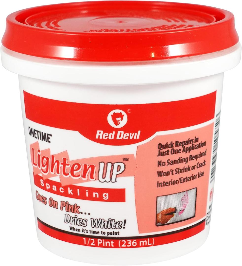 Red Devil 0572 ONETIME Lighten Up Lightweight Spackling, 1/2 Pint