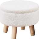 WSXEDCDHJ Home Storage Round Footstool, can Place Some Small Items Plush footstools, Convenient Storage, Suitable for The Entrance, Bedroom and Other Places (White)