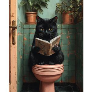 Obterie Black Cat Paint by Numbers Kit for Adults Beginner Animals Oil Painting Kit Adult Paint by Number Kits on Canvas DIY Painting for Beginners Art by Numbers for Gifts Home Wall Decor 16x20 Inch