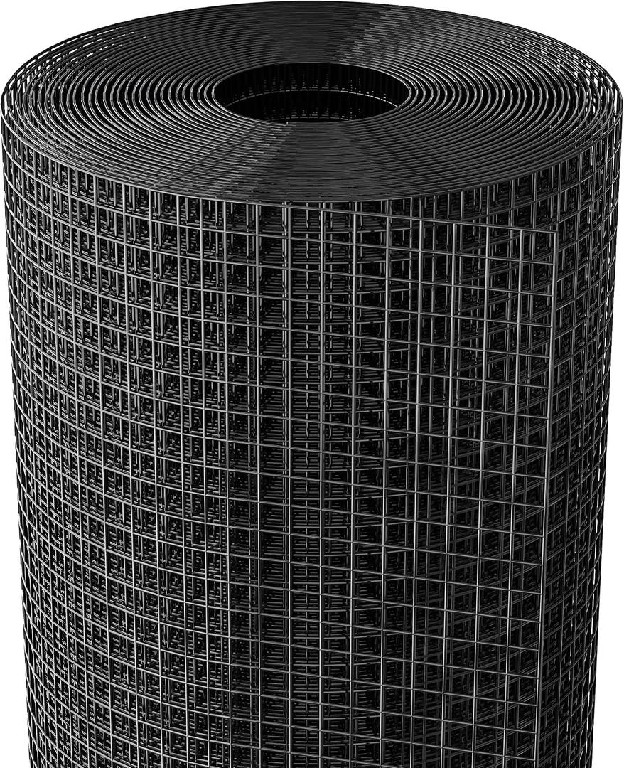 Dynabyte 19 Gauge Black Hardware Cloth 1/2 inch 48 x 100 ft Vinyl Coated Wire Mesh Roll for Chicken Wire Fencing, Garden Fence, Gopher Guard & Custom DIY Projects