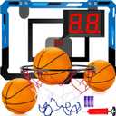 Basketball Hoop Indoor for Kids Adults with Scorer with 2 Scoring Methods, Door Room Basketball Mini Hoop with 3 Batteries and Balls, Basketball Accessories for Teen Boy Gifts, Blue