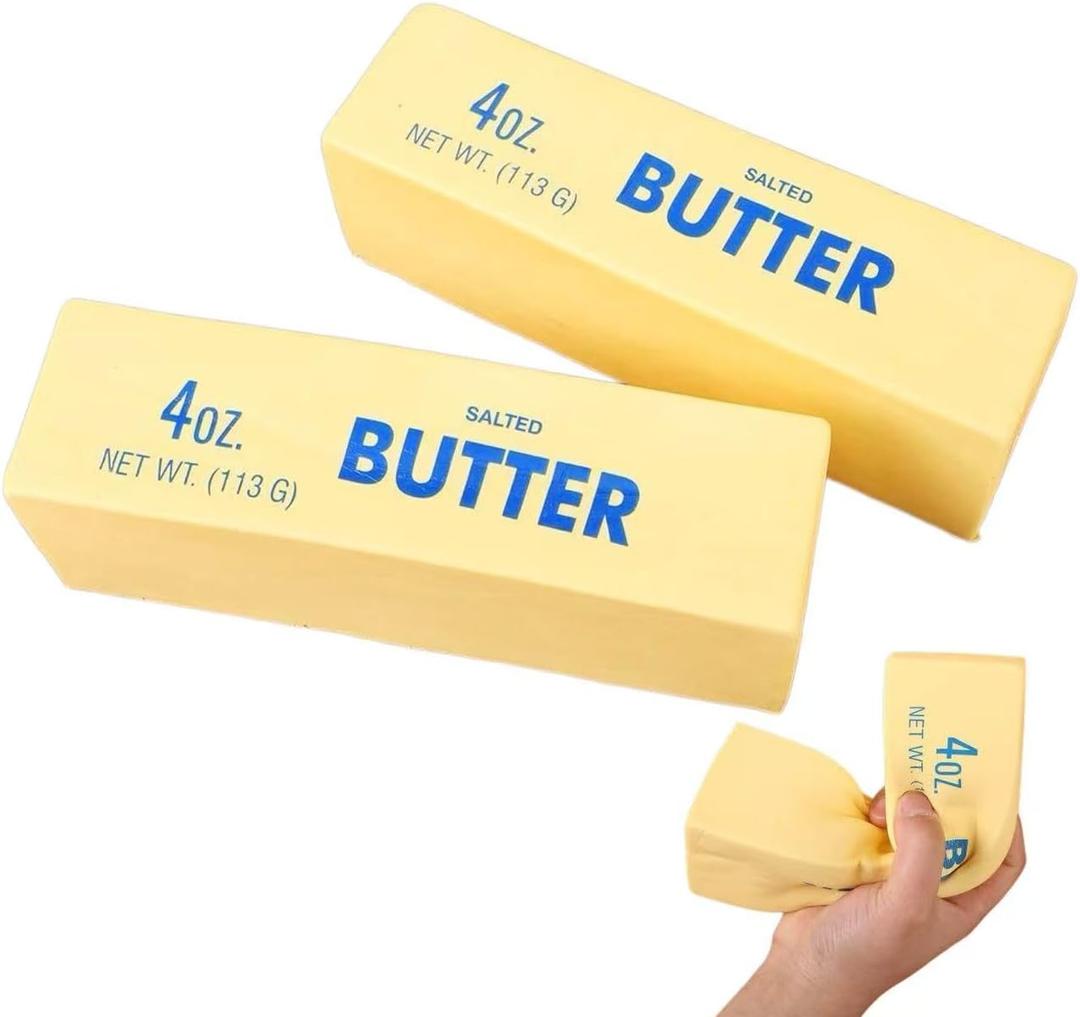 2pcs New Butter Squishy Style Slow-Rebound Cute Squishy Toy, Realistic Soft Squeeze Stress Reliever, Ideal Gift for Adults to Alleviate Anxiety and Reduce Stress.